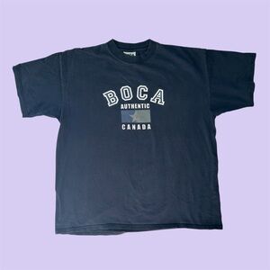 Vintage 90s BOCA Authentic Canada Spellout Shirt Navy XL